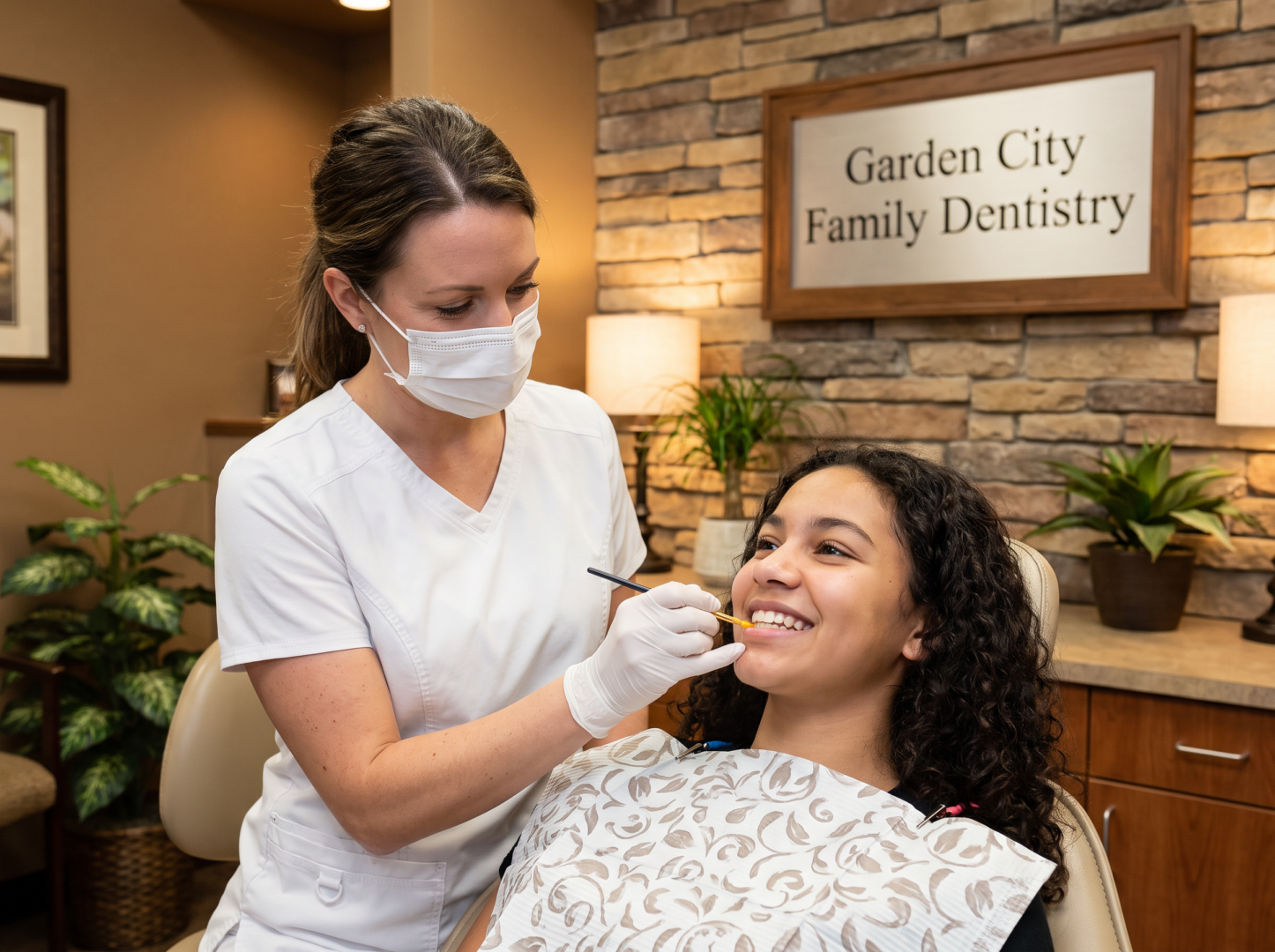 Patient receiving fluoride treatment