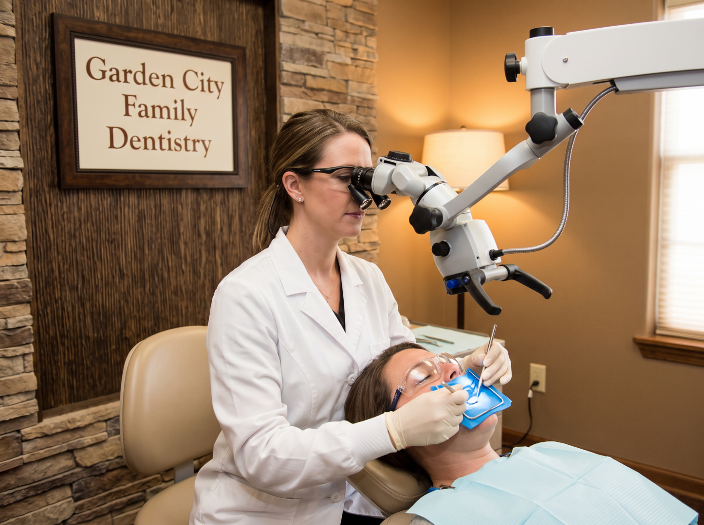 Dentist performing comfortable root canal procedure