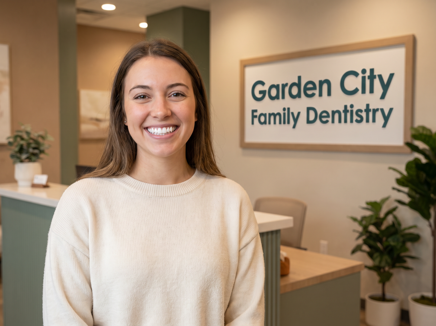 Young woman smiling confidently after cosmetic bonding treatment