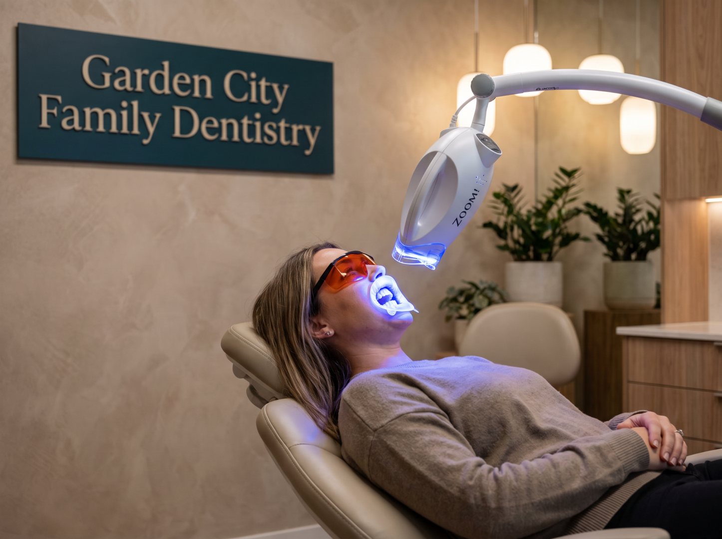 Patient receiving professional ZOOM teeth whitening