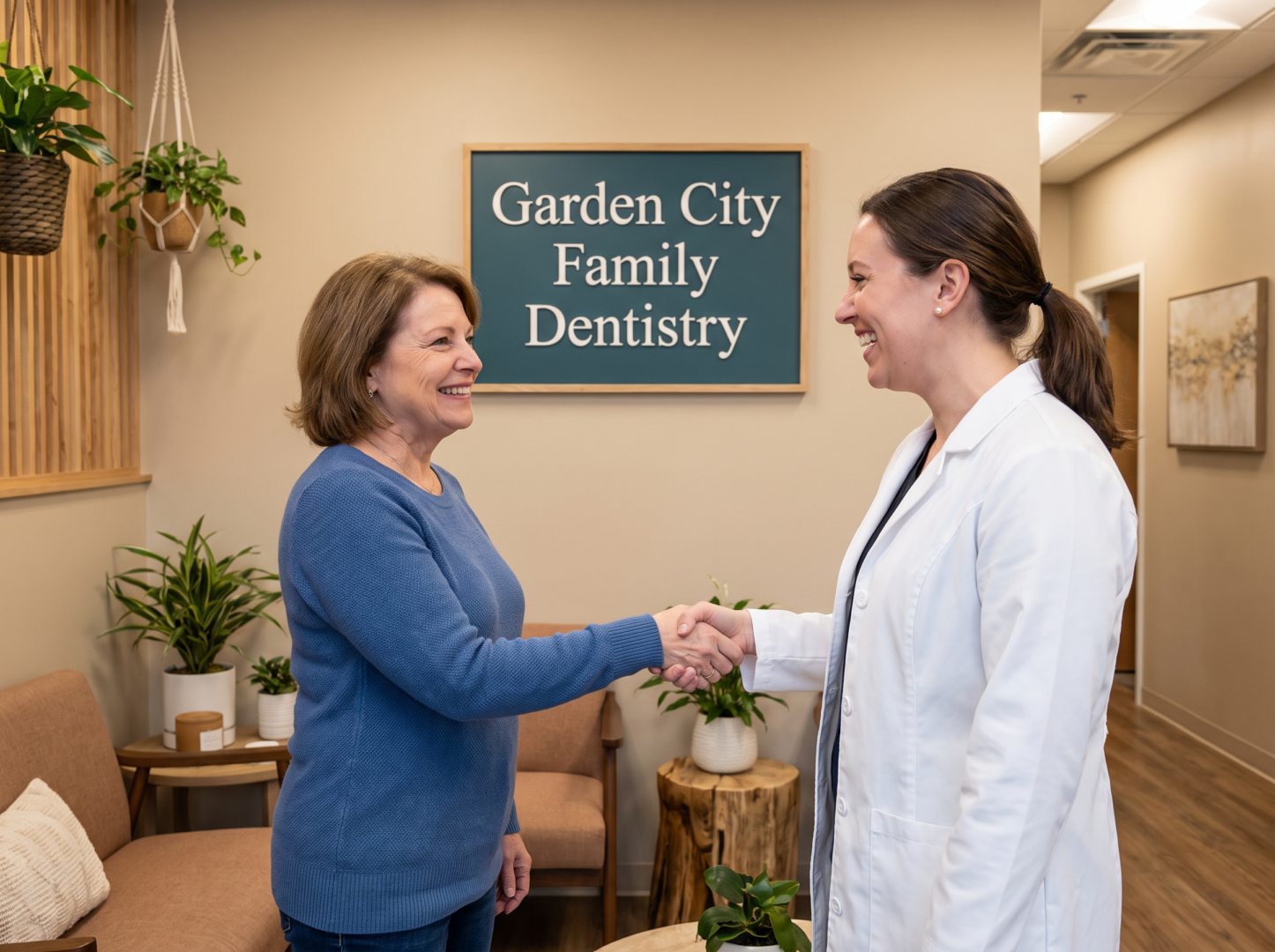 Patient receiving preventive oral health care